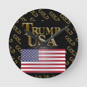 HORLOGE RONDE TRUMP ÉTATS-UNIS  OR 