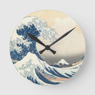 Horloge Ronde Tsunami Japonais Wave Peinture