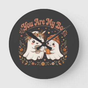 Horloge Ronde Tu Es Mon Boo Citrouille Café Couple Fantôme Migno
