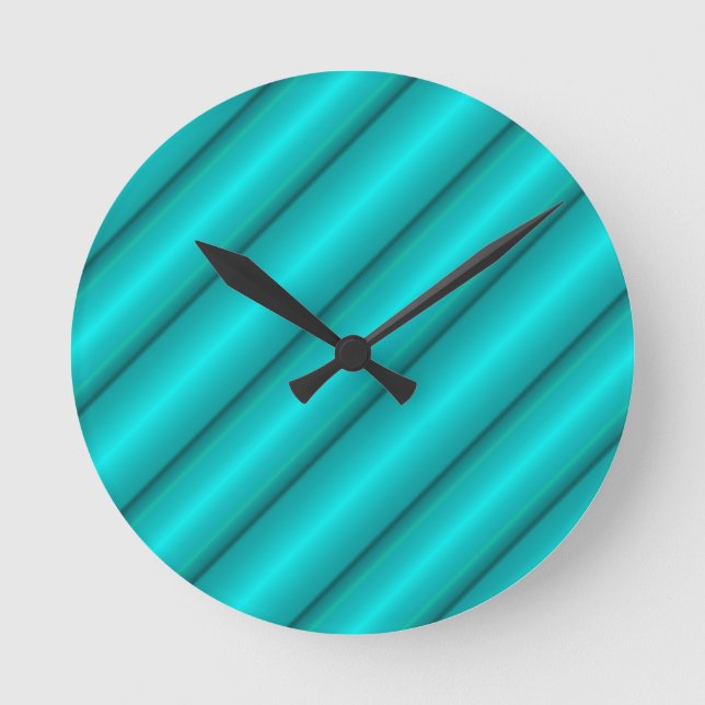 Horloge Ronde Tubes Abstraits en Turquoise (Recto)