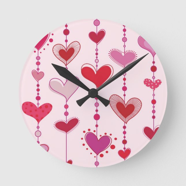 Horloge Ronde Tuiles de coeur (Recto)