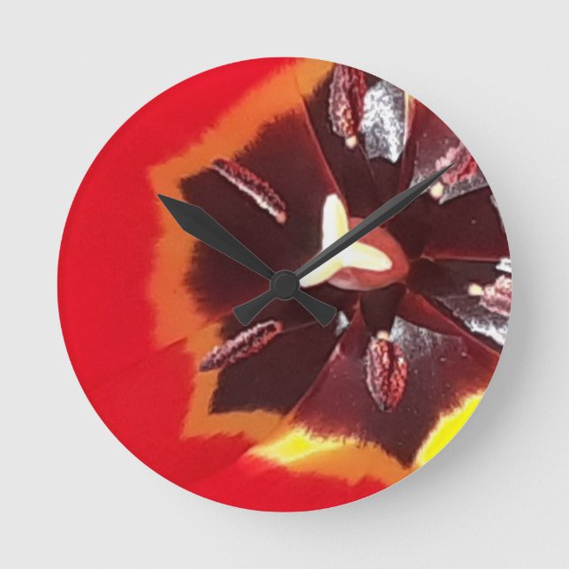 Horloge Ronde Tulipe rouge écarlate (Recto)