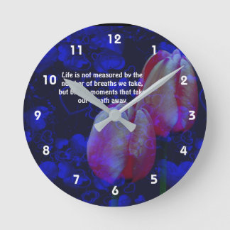 Horloge Ronde Tulipes coeurs vie attitude citation inspirante 