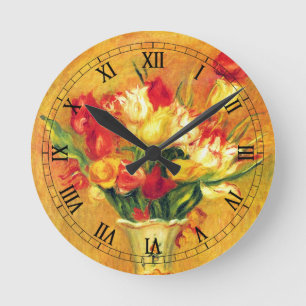 Horloge Ronde Tulipes par Pierre Renoir, Art de l'Impressionnism