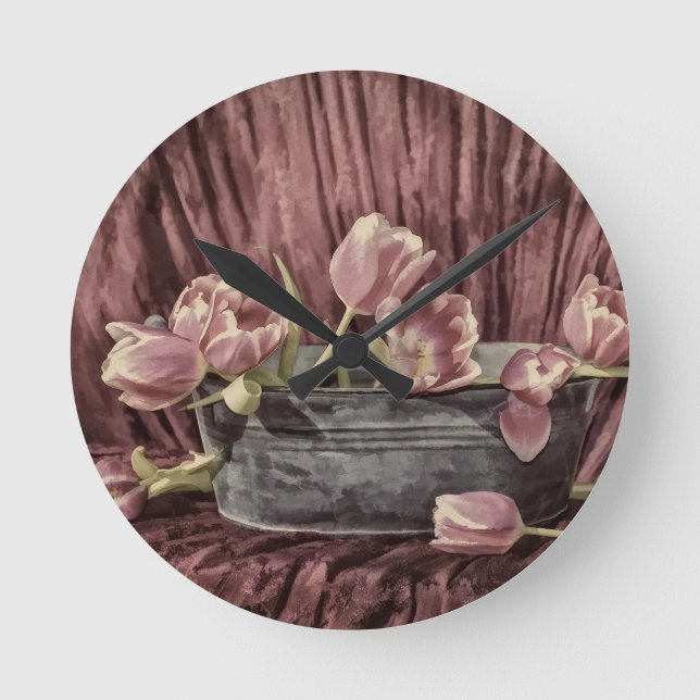 Horloge Ronde Tulipes vintage (Recto)