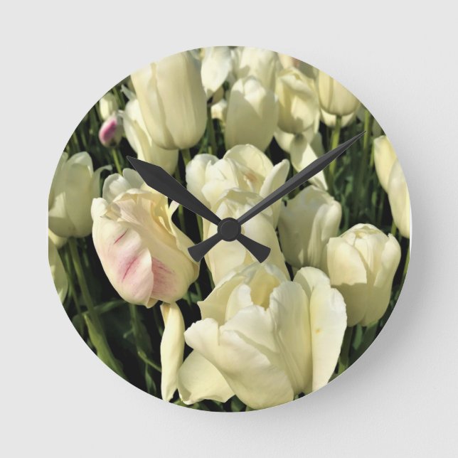 Horloge Ronde Tulips blanches, Oregon (Recto)