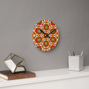 Horloge Ronde Tulips Bouquet Motif
