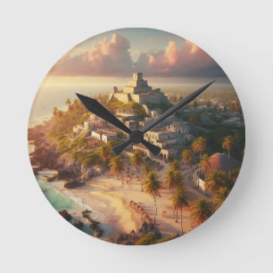 Horloge Ronde Tulum Mexico Vintage voyage paysager