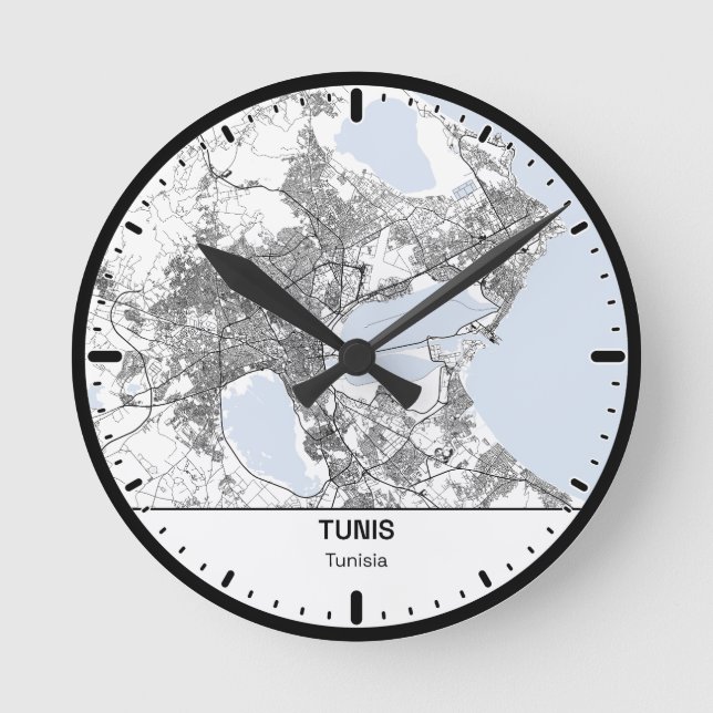 Horloge Ronde Tunis Clock City Line Art (Recto)
