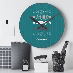 Horloge Ronde Turquoise. Brille. Lumineux. Brille. Brille.