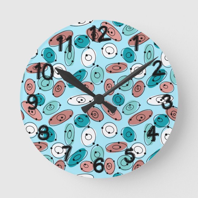 Horloge Ronde Turquoise des ovales atomiques (Recto)