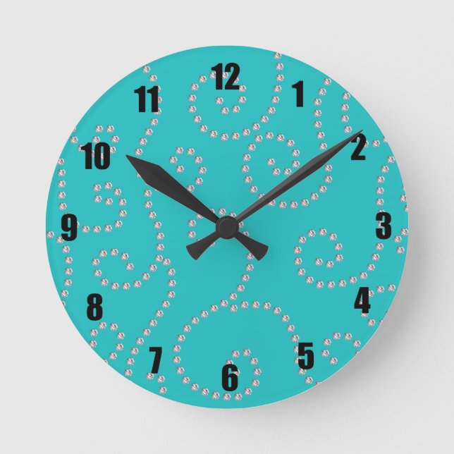 Horloge Ronde Turquoise diamond swirls (Recto)