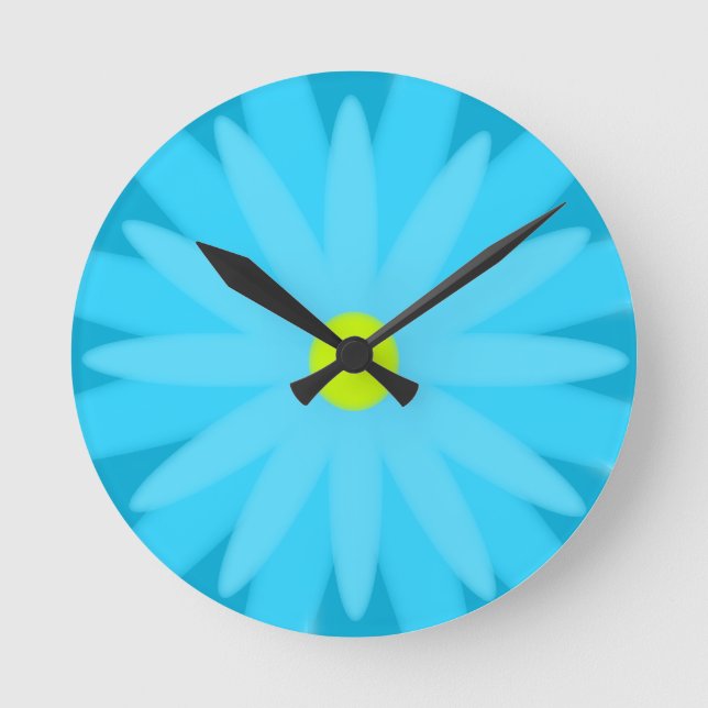 Horloge Ronde Turquoise en fleur (Recto)
