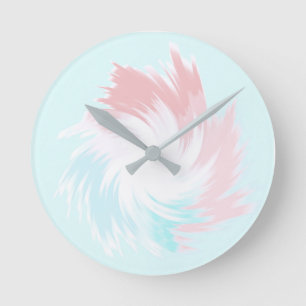 Horloge Ronde Turquoise et Saumon Pastel forme de rotation