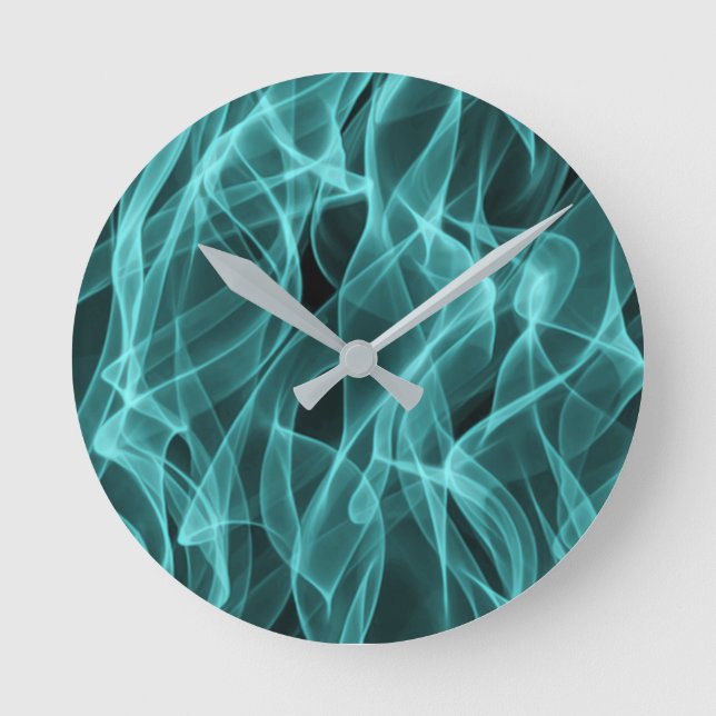 Horloge Ronde Turquoise Motif Abstrait moderne (Recto)