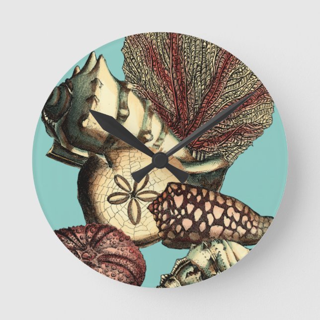 Horloge Ronde Turquoise Shell et collection de corail rouge (Recto)