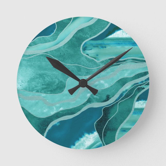 Horloge Ronde Turquoise Turquoise molle Marbre Agate Glam #1 #dé (Recto)