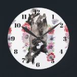 Horloge Ronde Tuxedo Cat Cat Art Animal Childs Pink Round<br><div class="desc">Tuxedo Cat Cats Art Animal Childs. Designed from my original watercolour art.</div>