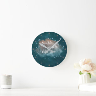 Horloge Ronde Twinkle Little Star Turquoise Vert et Taupe Brow