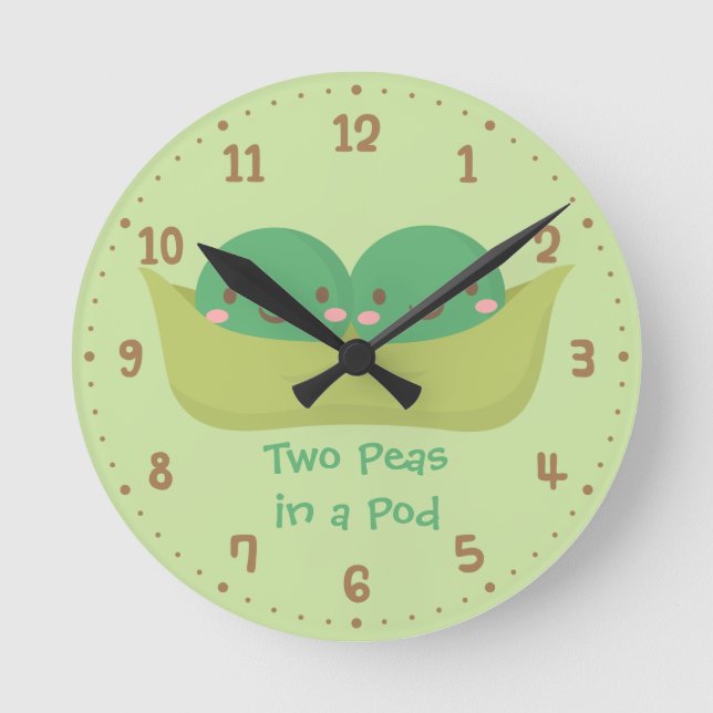 Horloge Ronde Two Peas in a Pod Twins Nursery (Recto)