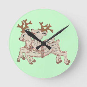 Horloge Ronde Two Reindeer