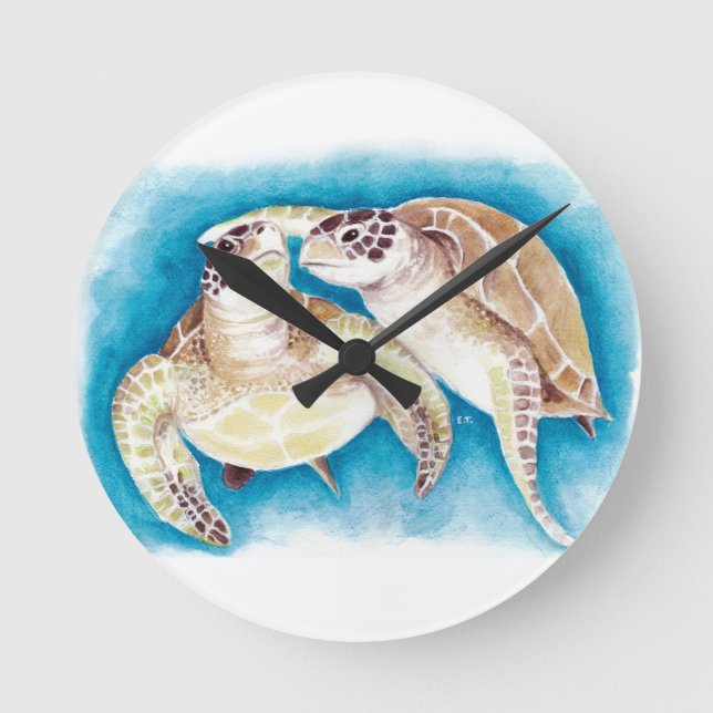 Horloge Ronde Two Sea Turtles (Recto)
