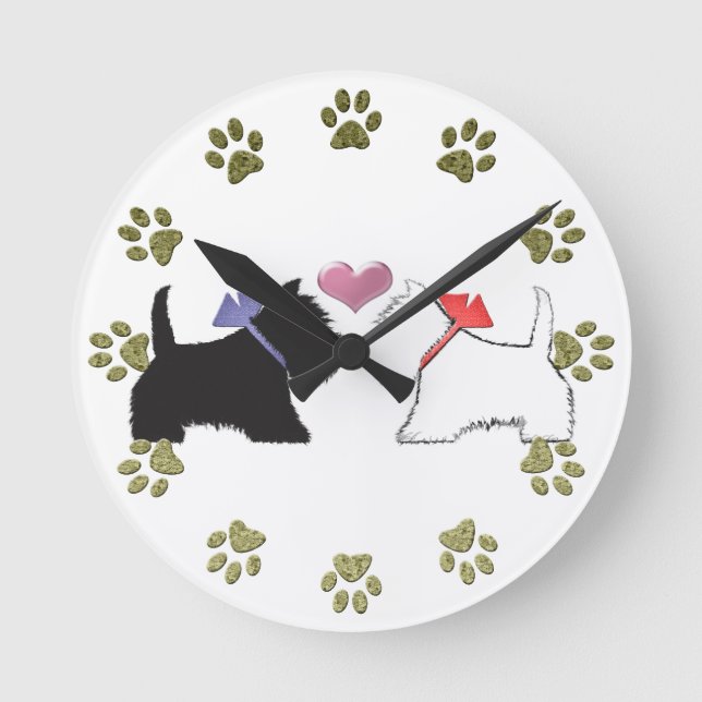 Horloge Ronde Type de Cute Westie Dogs (Recto)