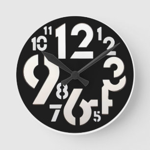Horloge Ronde Typographie Abstraite Gras Style Pochoir