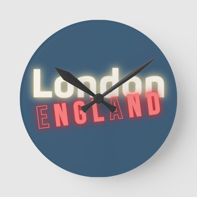 Horloge Ronde Typographie de Londres Neon Lights (Recto)