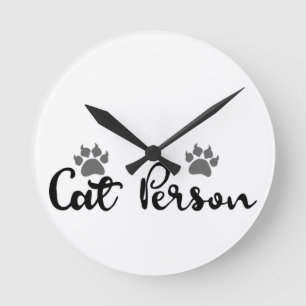 Horloge Ronde Typographie d'une personne de chat