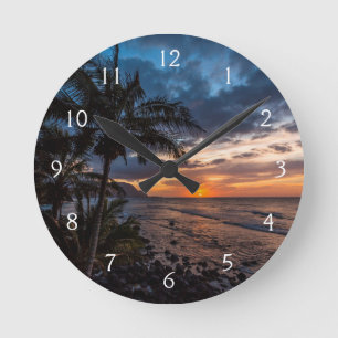 Horloge Ronde Un beau coucher de soleil