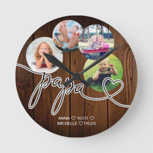 Horloge Ronde Un cadeau pour Papa Grandchildren Photo Collage Gr