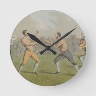 Horloge Ronde Un combat professionnel, aquatinted par I. Clark,