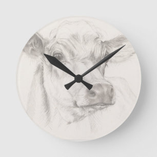 Horloge Ronde Un dessin d'une jeune vache