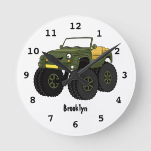 Horloge Ronde Un Green Monster truck