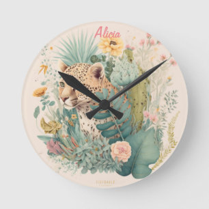 Horloge Ronde Un léopard derrière la coutume du buisson