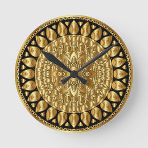Horloge Ronde Un magnifique mandala d'or