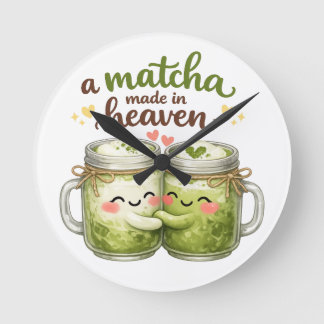 Horloge Ronde Un Matcha Fait au Ciel Mignon Drôle Pun