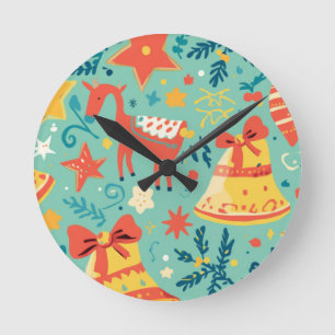 Horloge Ronde Un motif de Noël sauvage
