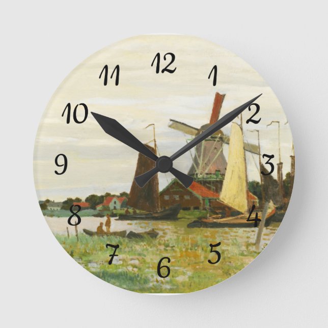 Horloge Ronde Un moulin à vent à Zaandam Claude Monet (Recto)