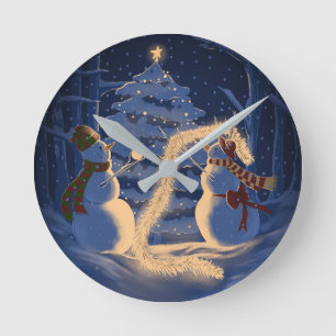 Horloge Ronde Un Noël de bonhomme de neige