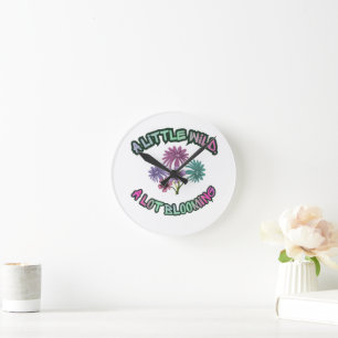 Horloge Ronde Un peu sauvage, beaucoup de floraison esthétique f
