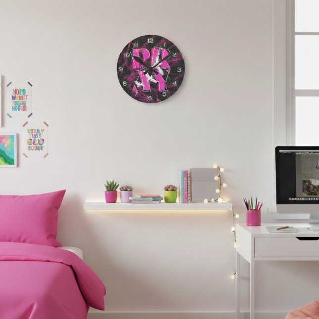 Horloge Ronde Un rappel simple priez pour la foi chrétienne (Faith on blast. Big PRAY energy for your space. Let your wall talk loud.)