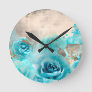 Horloge Ronde Un Shabby Bleu Chic Ephemera Design Series 7