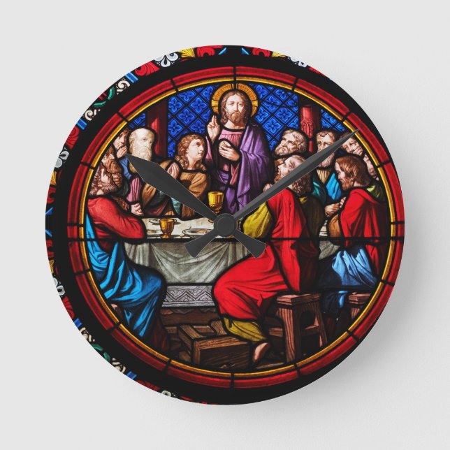 Horloge Ronde Un vitrail du dernier souper (Recto)