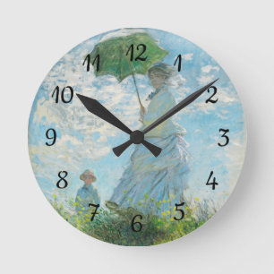 Horloge Ronde Une femme avec un parasol Claude Monet