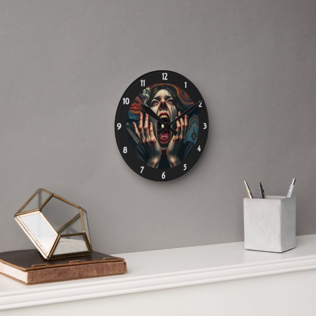 Horloge Ronde Une Femme Tortueuse Haunting Scream (Bureau)