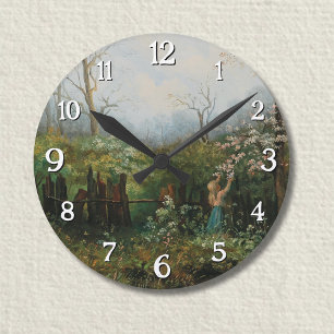 Horloge Ronde Une fille dans le jardin - Olga Wisinger-Florian
