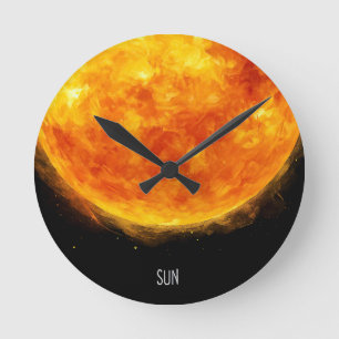 Horloge Ronde Une peinture du soleil dans un espace
