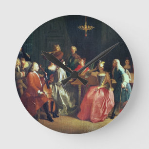 Horloge Ronde Une soirée musicale (huile sur la toile)